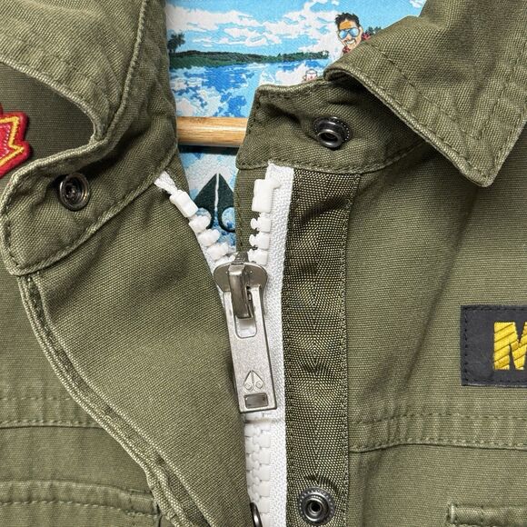 Moose Knuckles Military Style Barn Jacket Logo Patches Full Zip Jacket Women M - Picture 5 of 16